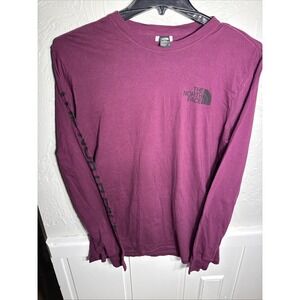 The North Face Mens M Burgandy? Long Sleeve Logo Tee Cotton Outdoors Hiking